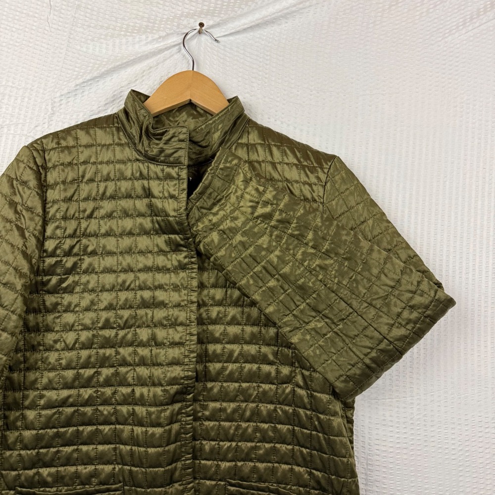Gorpcore Orvis Metallic Green Grid Quilted Barn Coat Women's Medium